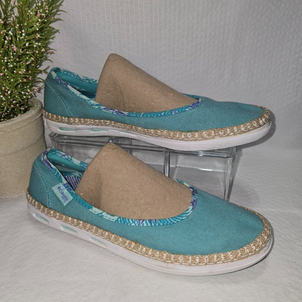 COLUMBIA PFG VULC N VENT BETTIE LOAFERS FLATS BOAT SHOES BLUE CANVAS WOMENS 8.5 - Picture 4 of 8